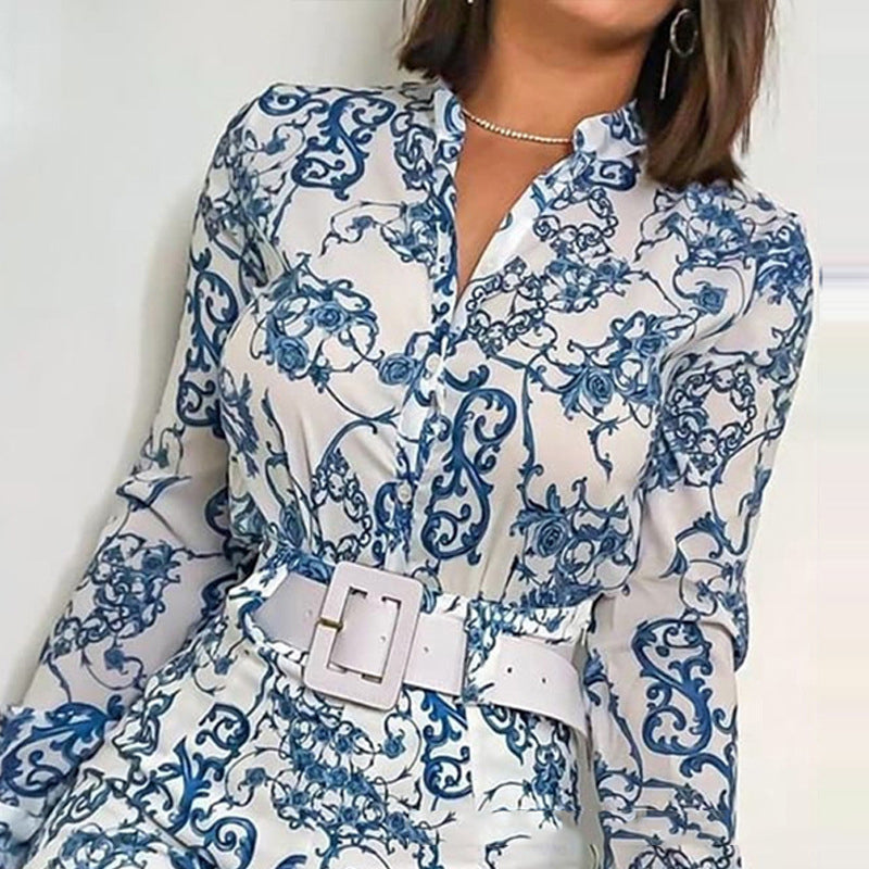 Printed long sleeve jumpsuit